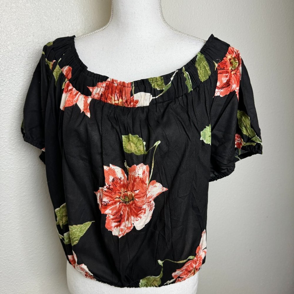 Feathers Off the shoulder Crop Top Rayon Size 2X -3X